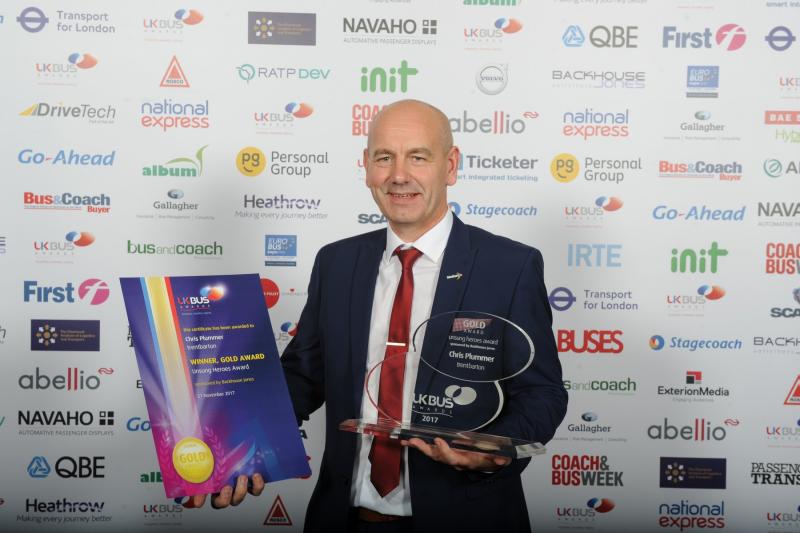 Chris Plummer, Gold winner in the UK Bus Awards 2017.
